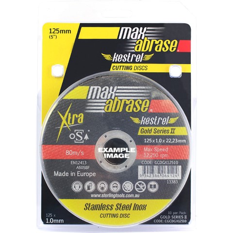 MAXABRASE CARDED (X3) 125 X 1.0MM CUTTING DISC-STAINLESS GOLD SERIES II